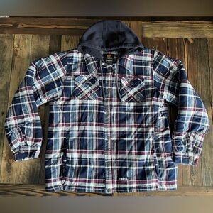 BERNE • Women’s Heartland Hooded Shirt Jacket quilted insulated blue plaid 2XL